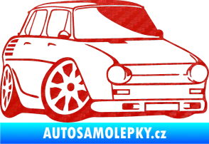 Samolepka Škoda 100 karikatura pravá 3D karbon červený
