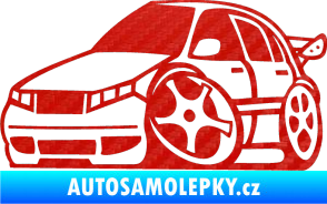 Samolepka Škoda Fabia 001 karikatura levá 3D karbon červený