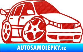 Samolepka Škoda Fabia 001 karikatura pravá 3D karbon červený