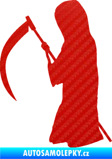 Samolepka Smrtka silueta s kosou levá 3D karbon červený