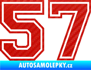 Samolepka Startovní číslo 57 typ 4 3D karbon červený