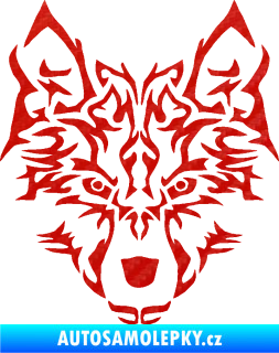 Samolepka Vlk 005 3D karbon červený