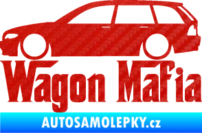 Samolepka Wagon Mafia 002 nápis s autem 3D karbon červený