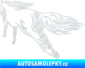 Samolepka Animal flames 009 levá kůň 3D karbon bílý