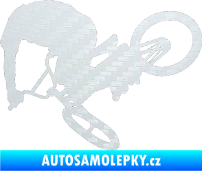 Samolepka Biker 001 levá 3D karbon bílý