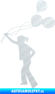 Samolepka Děti silueta 006 levá holka s balónky 3D karbon bílý