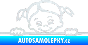 Samolepka Dítě v autě 030 pravá malá slečna hlavička 3D karbon bílý