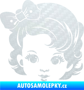 Samolepka Dítě v autě 110 levá holčička s mašlí 3D karbon bílý