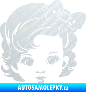 Samolepka Dítě v autě 110 pravá holčička s mašlí 3D karbon bílý