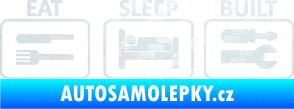 Samolepka Eat sleep built not bought 3D karbon bílý