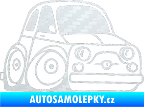 Samolepka Fiat 500 karikatura pravá 3D karbon bílý
