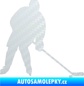 Samolepka Hokejista 005 pravá 3D karbon bílý