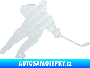 Samolepka Hokejista 014 pravá 3D karbon bílý