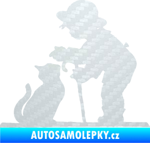 Samolepka Interiér 002 pravá dítě s kočičkou 3D karbon bílý
