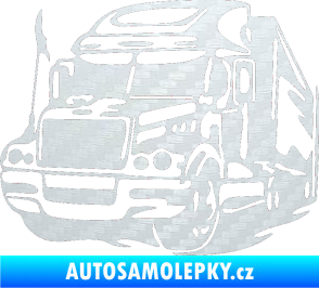Samolepka Kamion 002 levá nákladní auto 3D karbon bílý