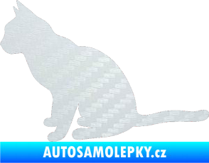 Samolepka Kočka 008 levá 3D karbon bílý