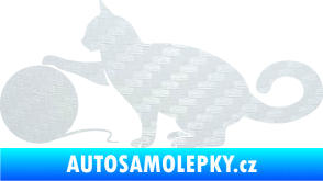 Samolepka Kočka 011 levá 3D karbon bílý
