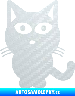 Samolepka Kočka 034 levá 3D karbon bílý
