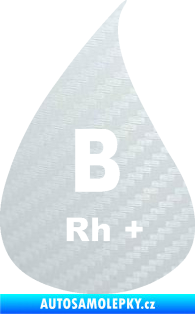 Samolepka Krevní skupina B Rh+ kapka 3D karbon bílý