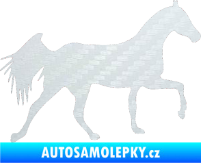 Samolepka Kůň 001 pravá 3D karbon bílý