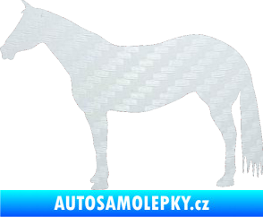 Samolepka Kůň 007 levá 3D karbon bílý