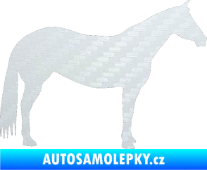 Samolepka Kůň 007 pravá 3D karbon bílý