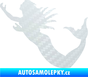 Samolepka Mořská panna levá siréna 3D karbon bílý