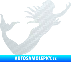 Samolepka Mořská panna pravá siréna 3D karbon bílý