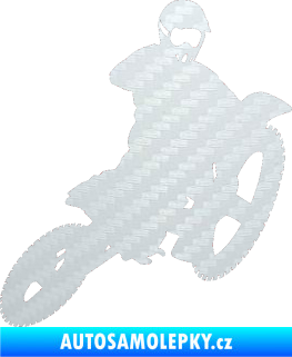 Samolepka Motorka 004 pravá motokros 3D karbon bílý
