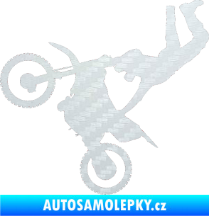 Samolepka Motorka 008 levá motokros freestyle 3D karbon bílý