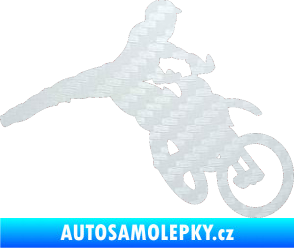 Samolepka Motorka 030 pravá motokros 3D karbon bílý