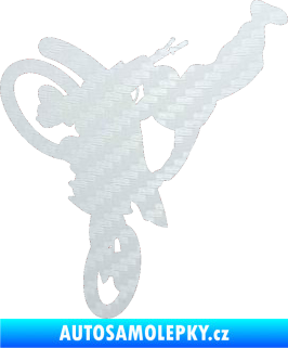 Samolepka Motorka 032 levá motokros freestyle 3D karbon bílý