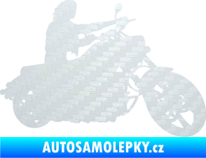 Samolepka Motorka 050 pravá 3D karbon bílý