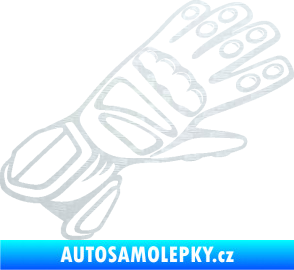Samolepka Motorkářské rukavice 002 pravá 3D karbon bílý