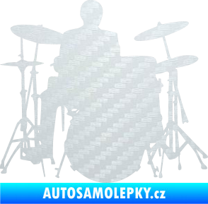 Samolepka Music 009 pravá hráč na bicí 3D karbon bílý