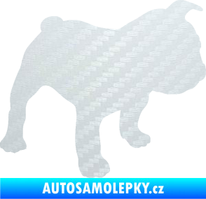 Samolepka Pes 108 pravá Francouzský buldoček 3D karbon bílý