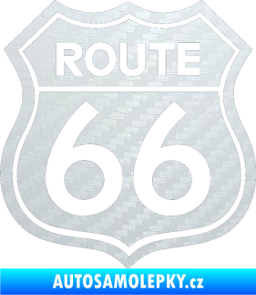 Samolepka Route 66 - jedna barva 3D karbon bílý