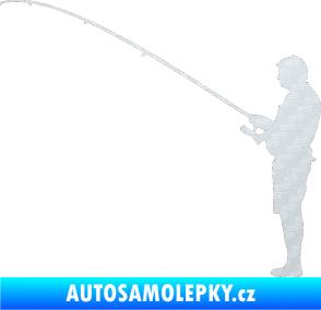 Samolepka Rybář 008 levá 3D karbon bílý