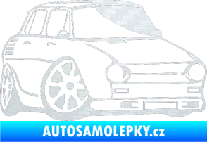 Samolepka Škoda 100 karikatura pravá 3D karbon bílý