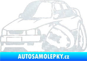 Samolepka Škoda 130 karikatura levá 3D karbon bílý