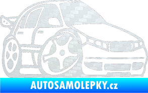 Samolepka Škoda Fabia 001 karikatura pravá 3D karbon bílý