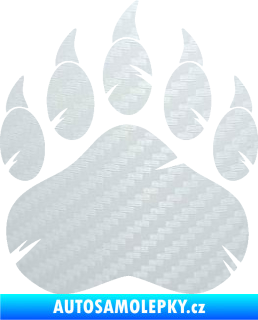 Samolepka Tlapa medvěda 002 pravá 3D karbon bílý