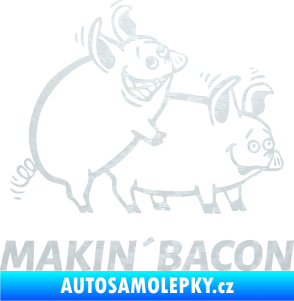 Samolepka Veselá prasátka makin bacon pravá 3D karbon bílý