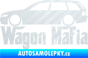 Samolepka Wagon Mafia 002 nápis s autem 3D karbon bílý