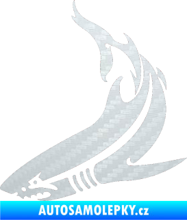 Samolepka Žralok 005 levá 3D karbon bílý