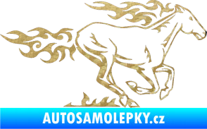 Samolepka Animal flames 004 pravá kůň 3D karbon zlatý