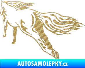Samolepka Animal flames 009 levá kůň 3D karbon zlatý