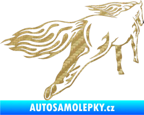 Samolepka Animal flames 009 pravá kůň 3D karbon zlatý