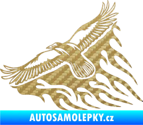 Samolepka Animal flames 091 levá letící orel 3D karbon zlatý