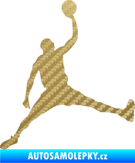 Samolepka Basketbal 016 pravá 3D karbon zlatý